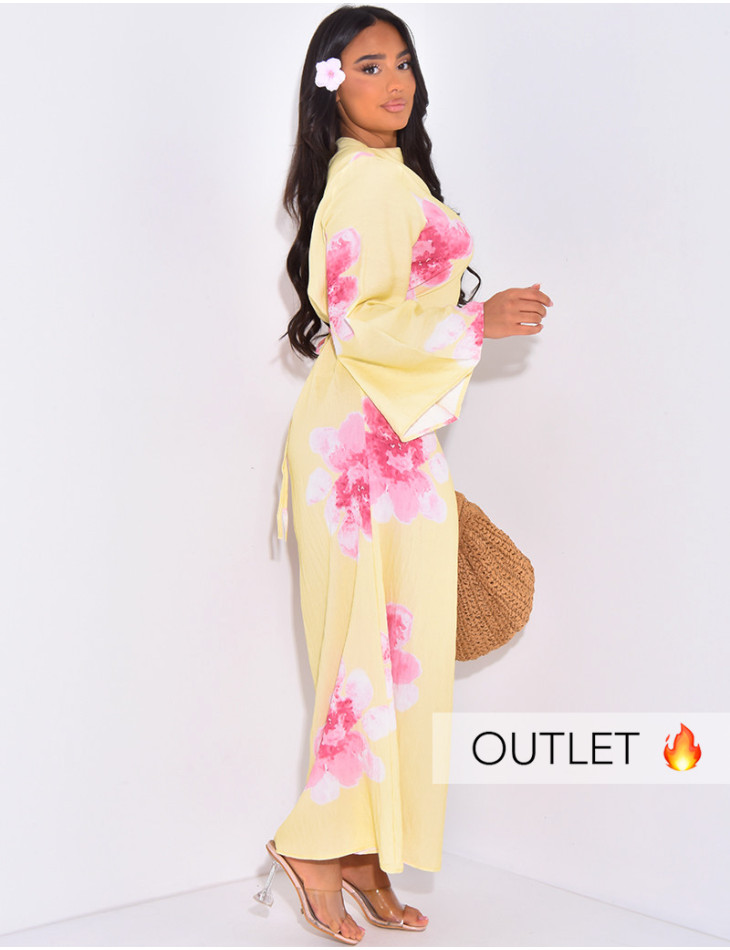 Robe en lin imprimée à nouer dans le dos