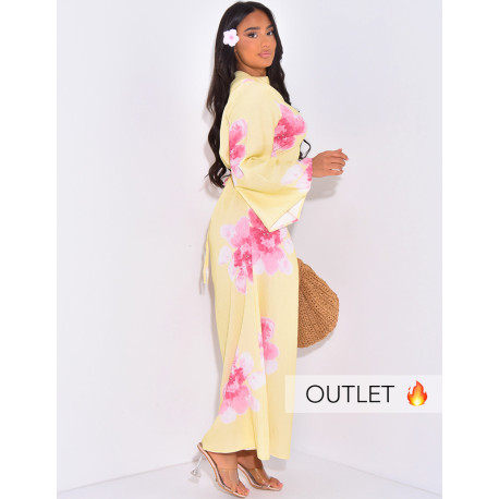 Robe en lin imprimée à nouer dans le dos
