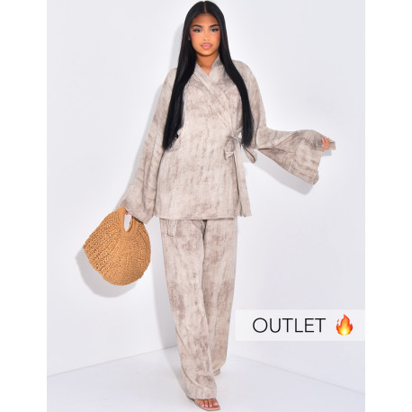 Ensemble à motifs pantalon et haut à nouer