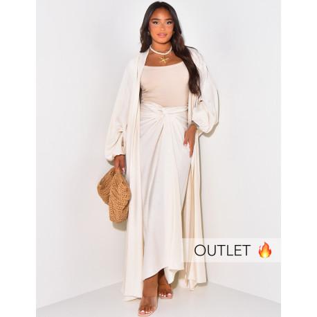 Ensemble kimono long et jupe à nouer