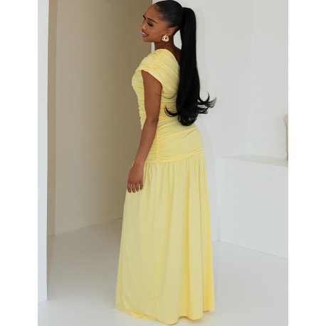 Long, gathered, asymmetrical dress