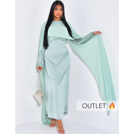 Satin long dress with voile ( ties in the back )