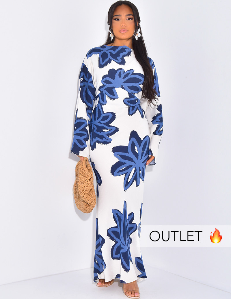 Robe en lin imprimée à...