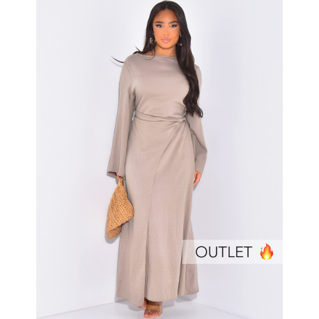 Langes Leinenkleid zum Binden in der Taille