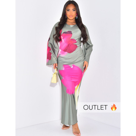 Floral print satin maxi dress