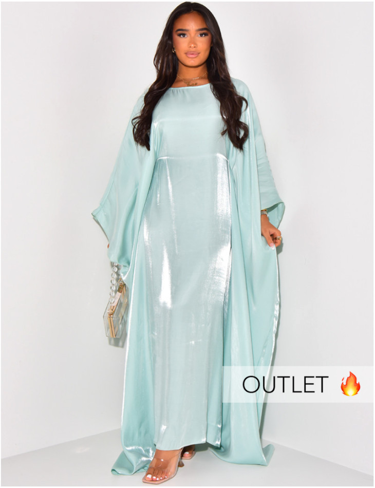 Loose-fitting abaya in iridescent fabric