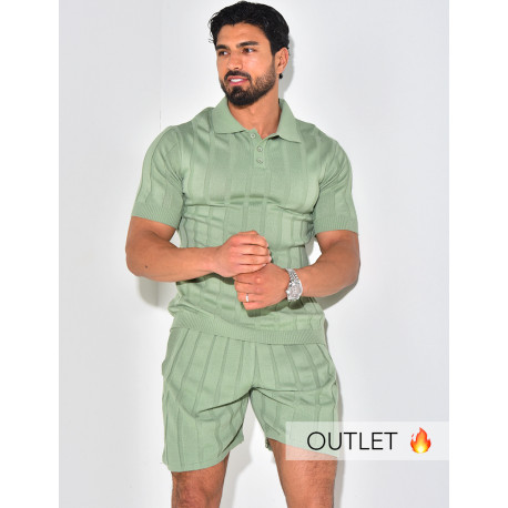 Ensemble short et polo côtelé