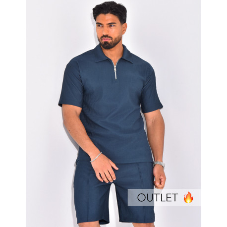 Ensemble short et polo texturé