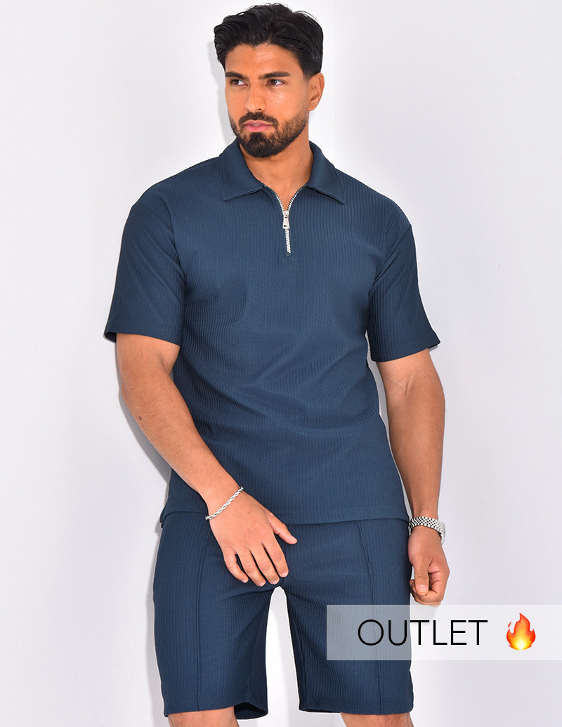 Ensemble short et polo texturé