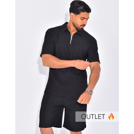 Ensemble short et polo texturé