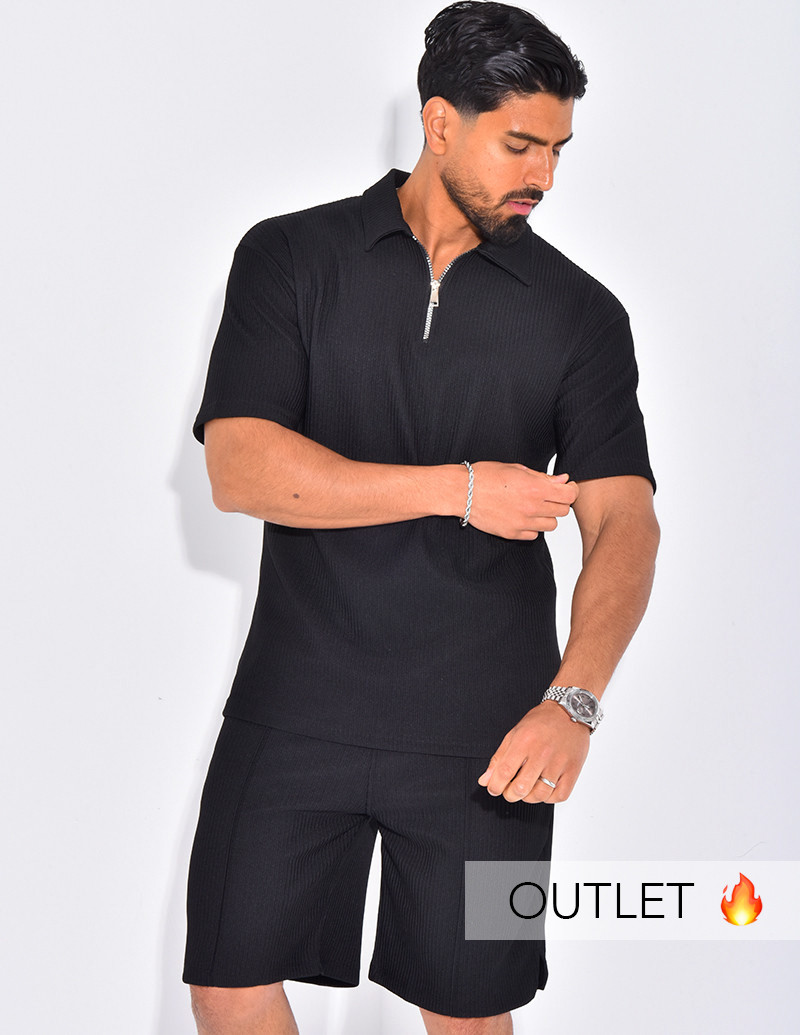 Ensemble short et polo texturé
