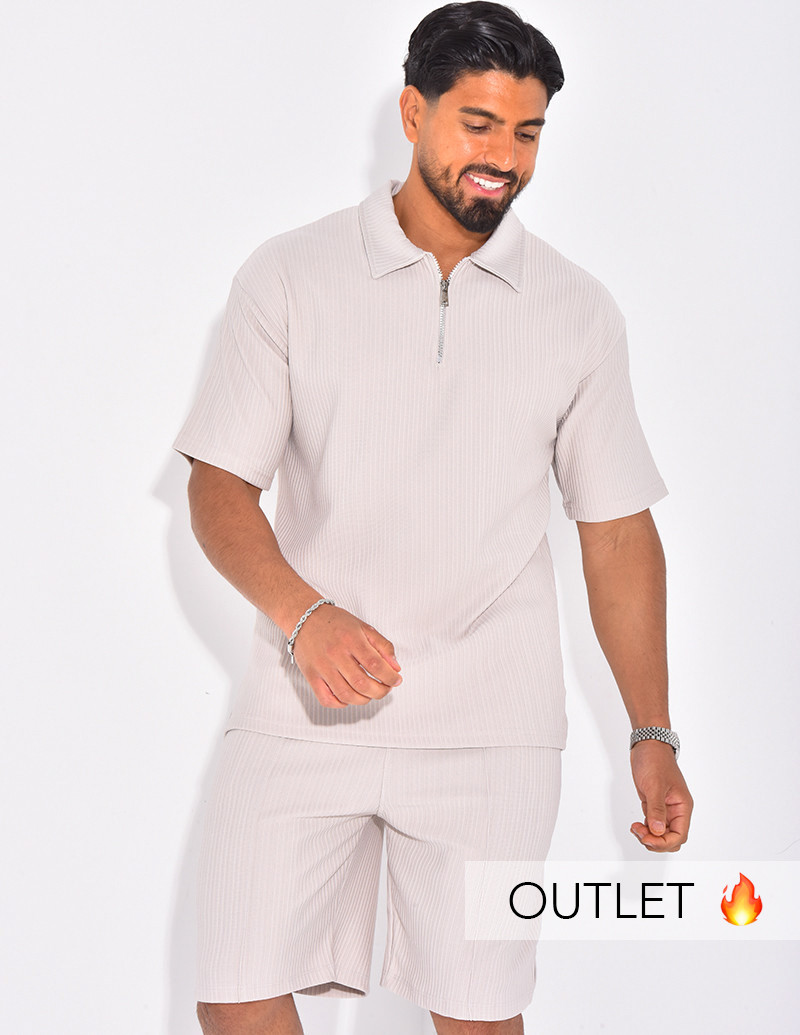 Ensemble short et polo texturé