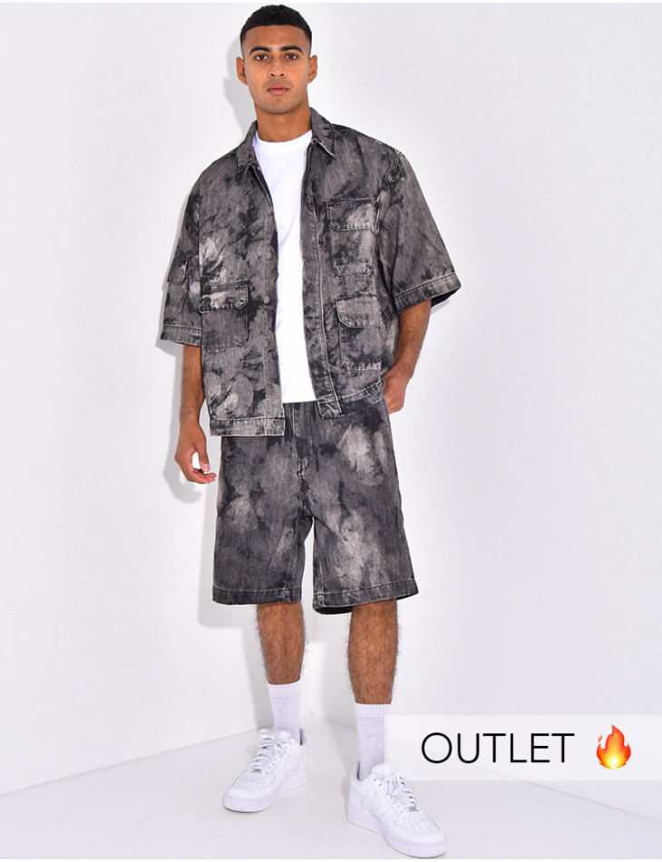 Ensemble en jeans short et chemise manches courtes