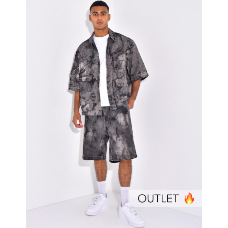 Ensemble en jeans short et chemise manches courtes