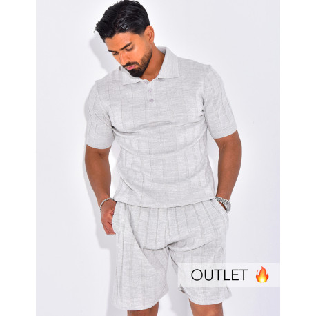 Ensemble short et polo côtelé
