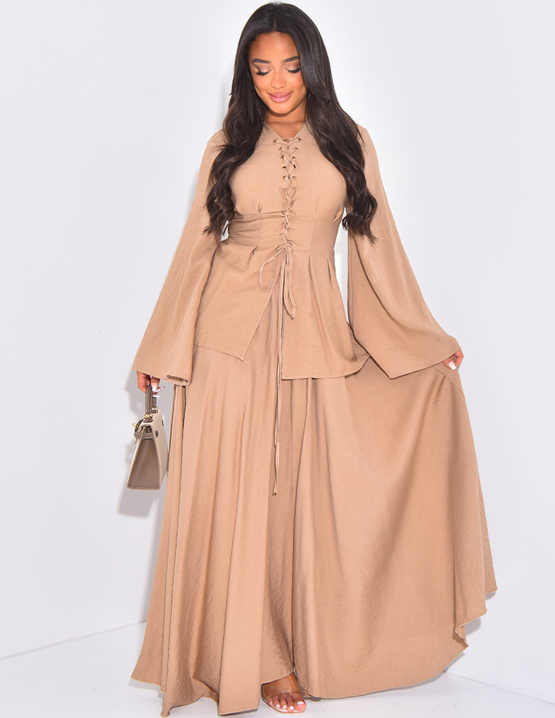 Linen-look set with a long...