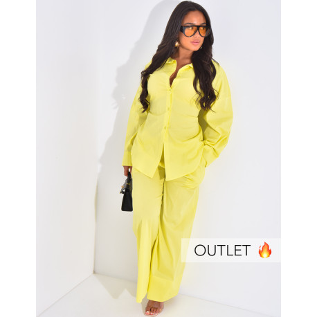 Set aus Hose mit weitem Bein und Oversize-Hemd mit Bindeband hinten