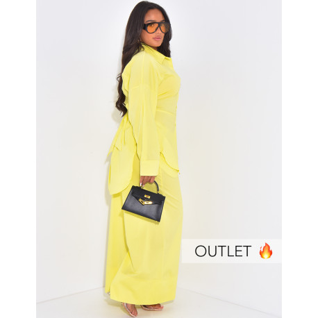 Set aus Hose mit weitem Bein und Oversize-Hemd mit Bindeband hinten