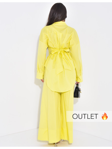 Set aus Hose mit weitem Bein und Oversize-Hemd mit Bindeband hinten