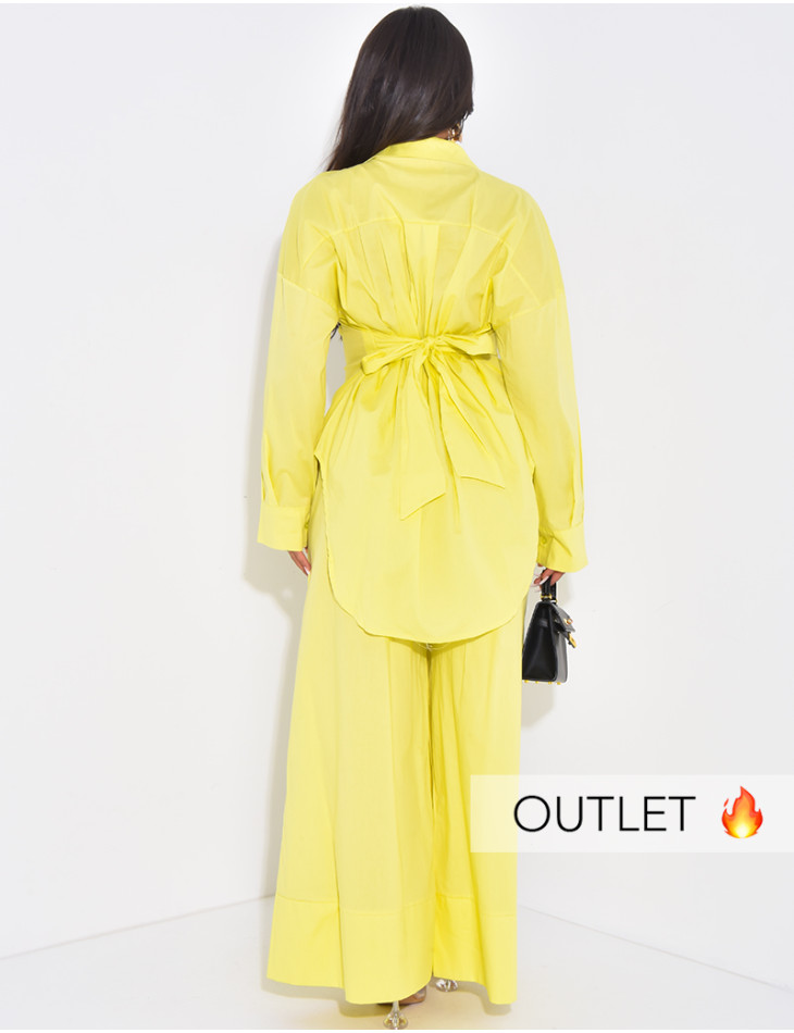 Set aus Hose mit weitem Bein und Oversize-Hemd mit Bindeband hinten