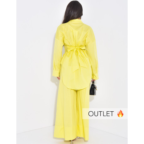 Set aus Hose mit weitem Bein und Oversize-Hemd mit Bindeband hinten