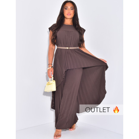 Set aus Bundfaltenhose und asymmetrischer langer Tunika