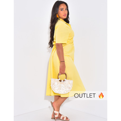 Long shirt dress with tie waist