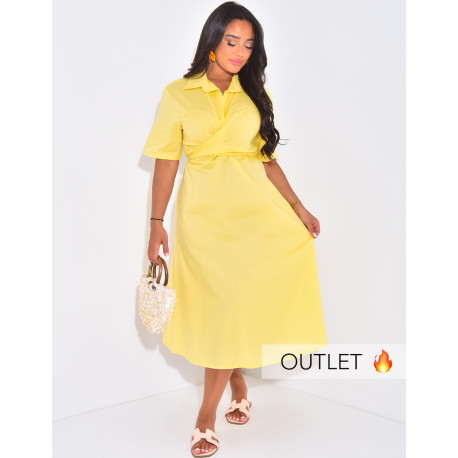 Robe chemise longue à nouer à la taille