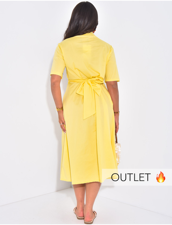 Long shirt dress with tie waist