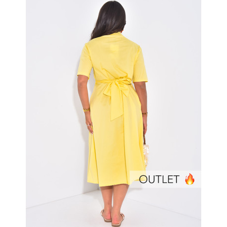 Long shirt dress with tie waist