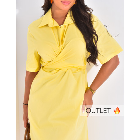 Long shirt dress with tie waist