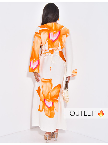 Robe en lin à motifs fleurs