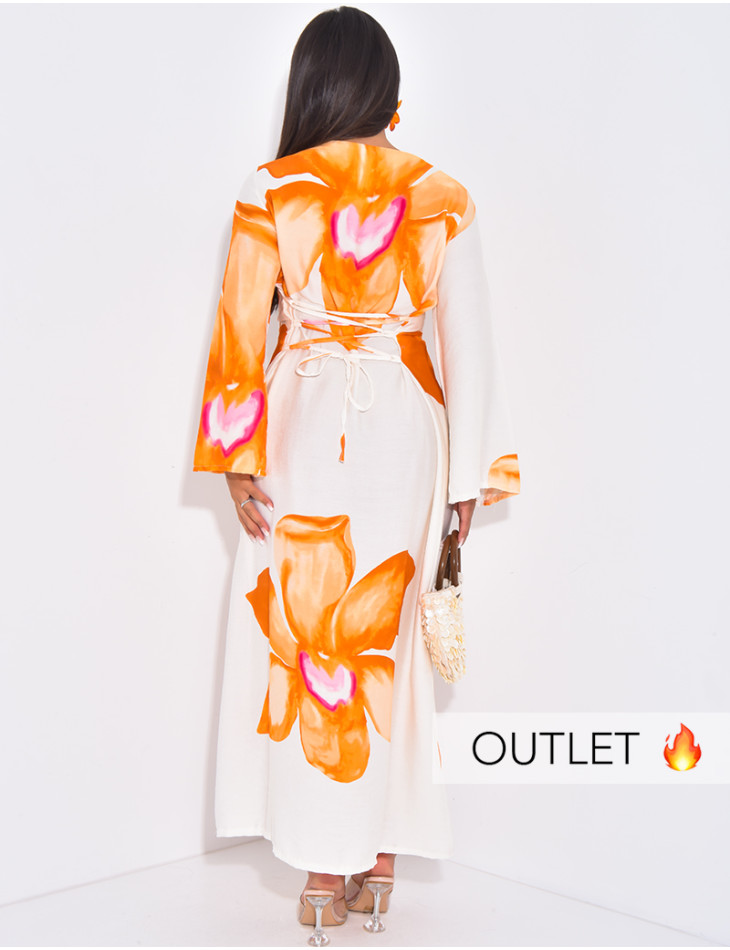 Robe en lin à motifs fleurs