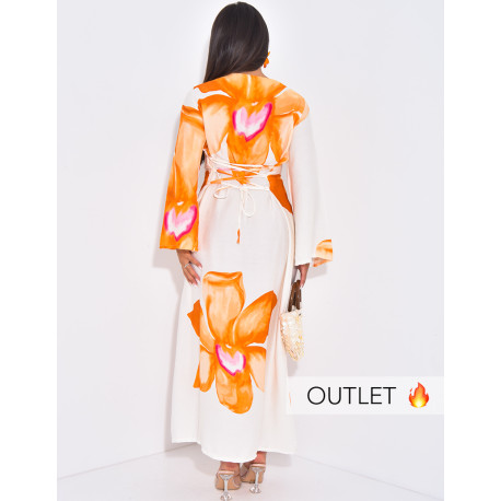 Robe en lin à motifs fleurs