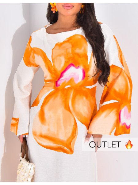 Robe en lin à motifs fleurs