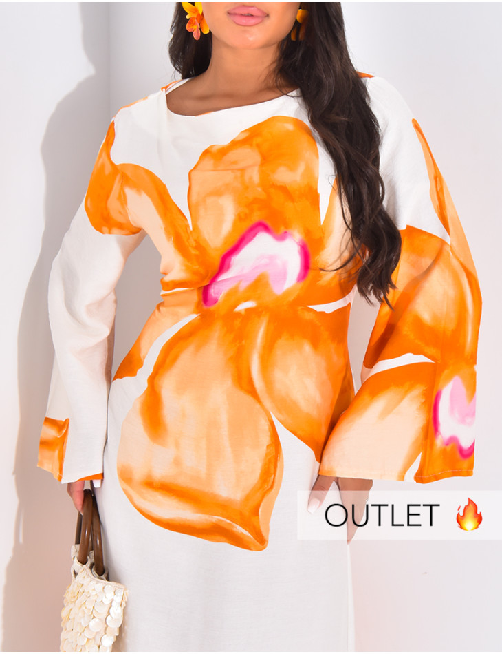 Robe en lin à motifs fleurs
