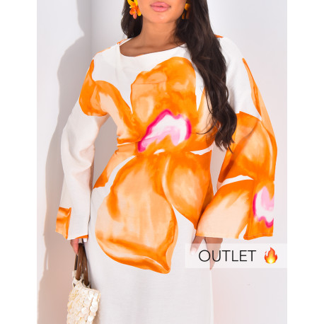 Robe en lin à motifs fleurs