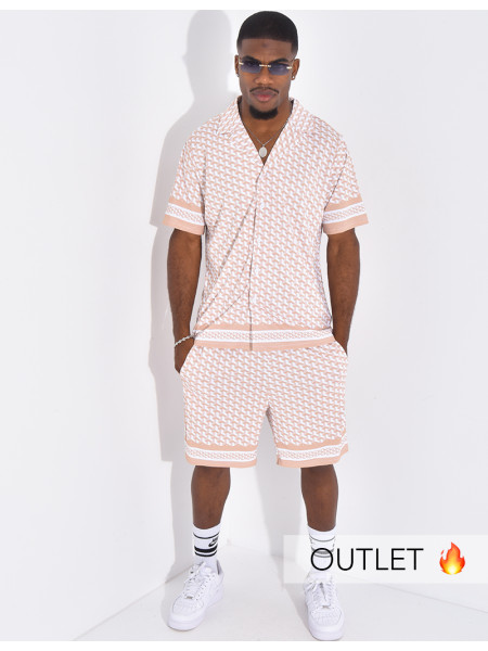 Ensemble short et chemise à motifs