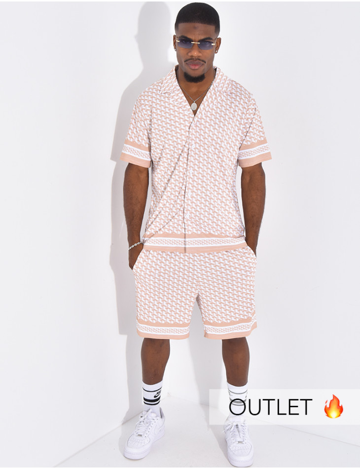 Ensemble short et chemise à motifs