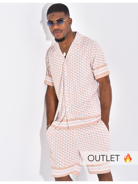 Ensemble short et chemise à motifs