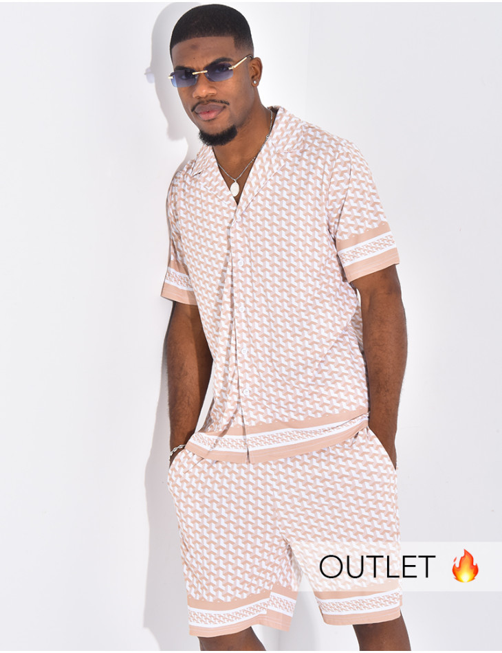 Ensemble short et chemise à motifs