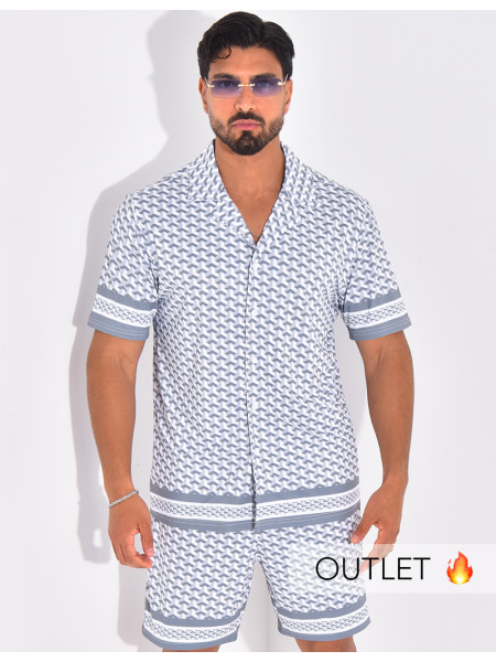 Ensemble short et chemise à motifs