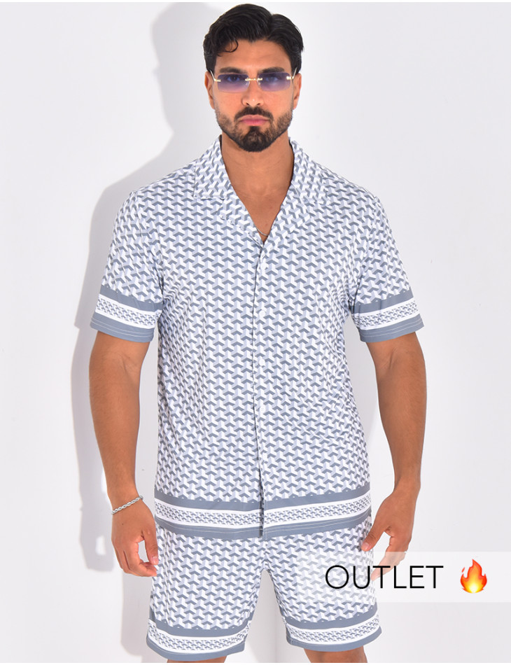 Ensemble short et chemise à motifs