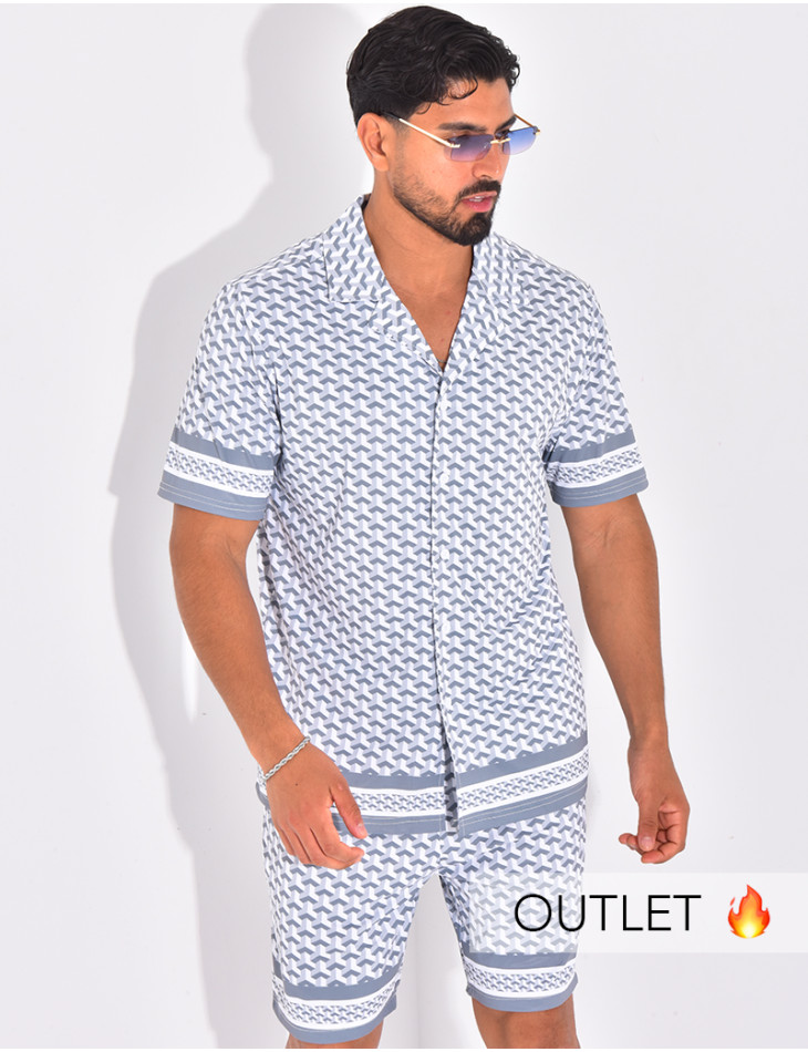 Ensemble short et chemise à motifs