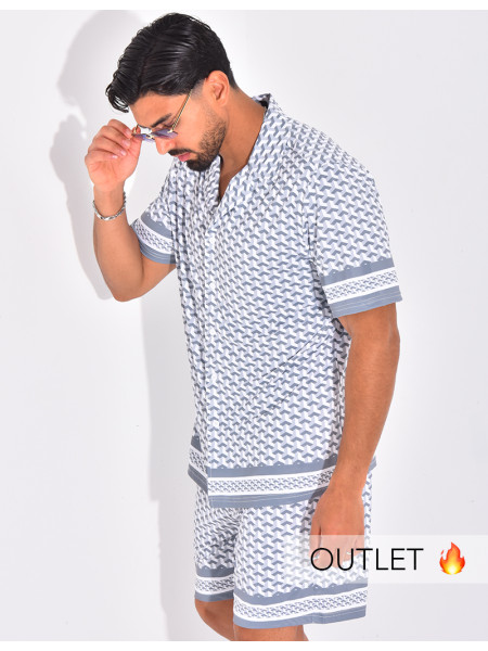 Ensemble short et chemise à motifs
