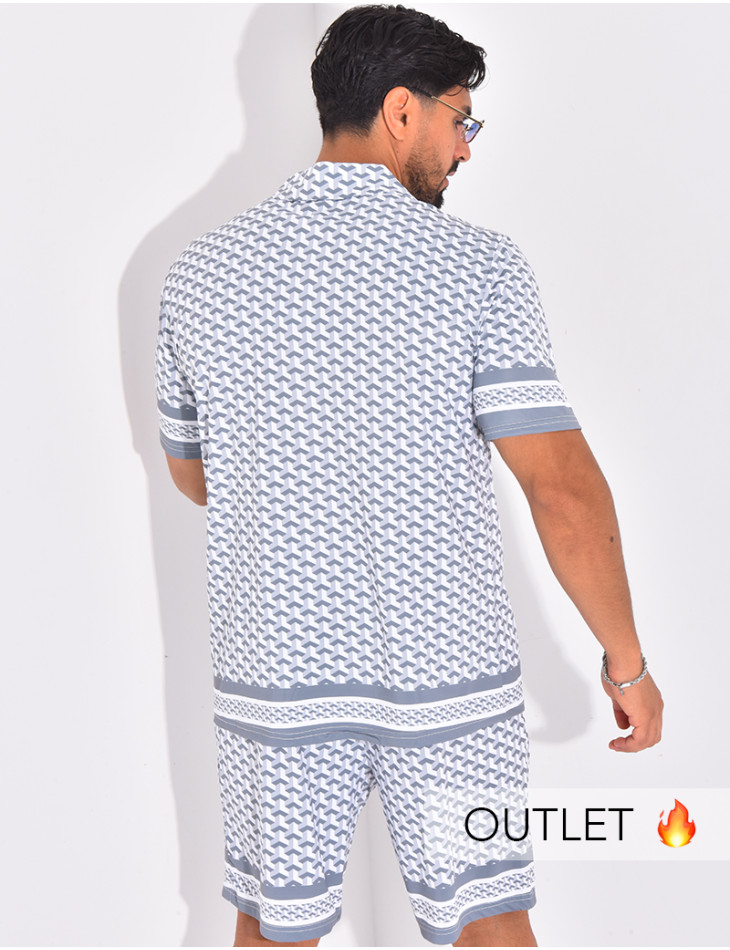 Ensemble short et chemise à motifs