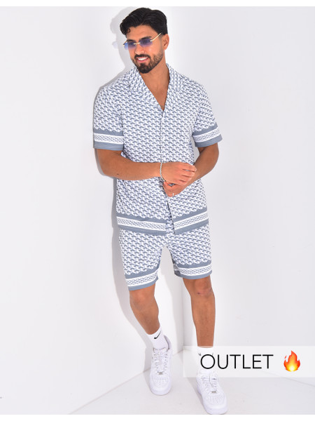 Ensemble short et chemise à motifs