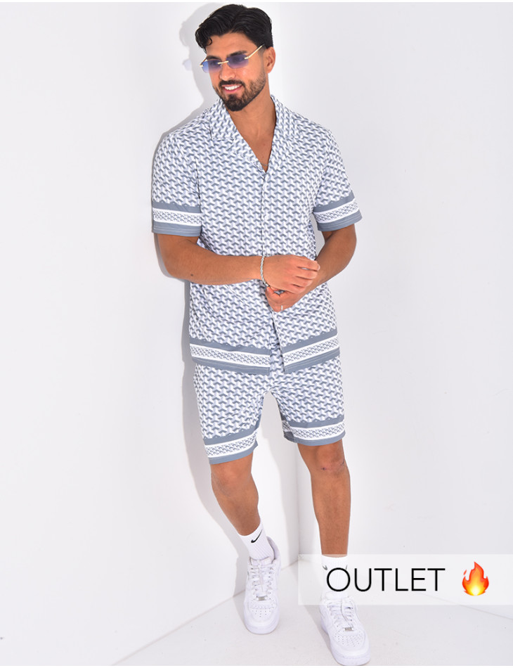 Ensemble short et chemise à motifs