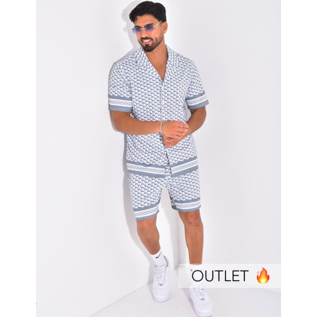 Ensemble short et chemise à motifs