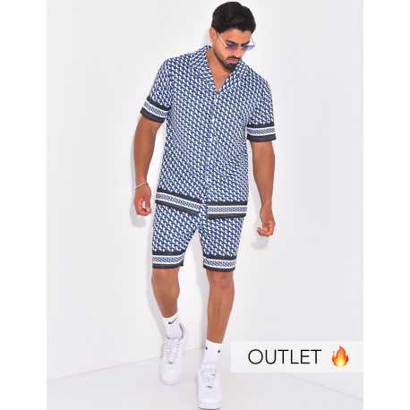 Ensemble short et chemise à motifs